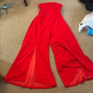 AX Paris Bold Red Strapless Jumpsuit